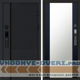 Дверь Termo Door  Smart (Смарт) Black Line Зеркало 27 Черный кварц + тонировка